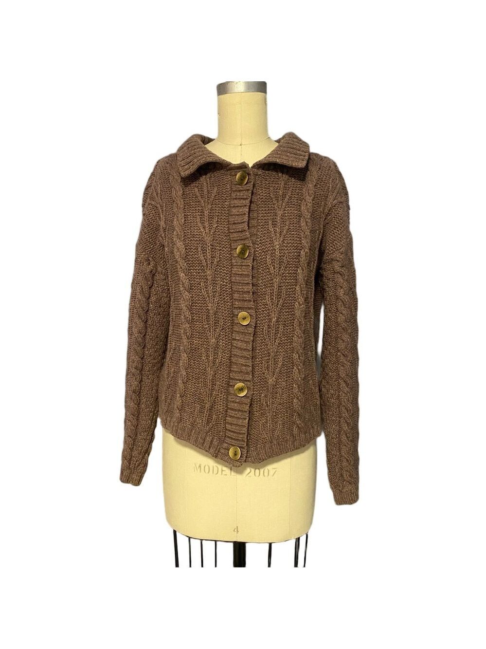 Irish 100% Wool Cardigan Sweater Light Purple Small -Doogan Donegal Ireland